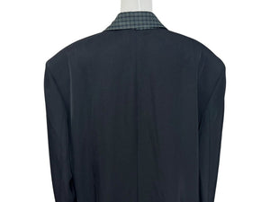 BALENCIAGA バレンシアガ 21SS テーラードジャケット 658941 サイズXXS ブラック グリーン チェック柄 ラペル切替 美品 中古 4b005374