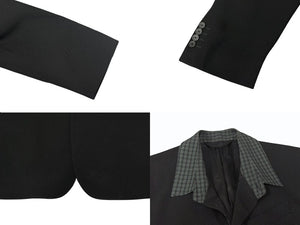 BALENCIAGA バレンシアガ 21SS テーラードジャケット 658941 サイズXXS ブラック グリーン チェック柄 ラペル切替 美品 中古 4b005374