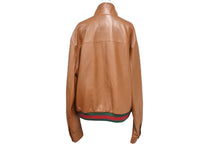 Load image into Gallery viewer, 極美品 GUCCI グッチ ウェアレザー ボンバージャケット シェリーライン サイズ50 ブラウン レザー 中古 4b005375