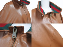 Load image into Gallery viewer, 極美品 GUCCI グッチ ウェアレザー ボンバージャケット シェリーライン サイズ50 ブラウン レザー 中古 4b005375