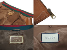 Load image into Gallery viewer, 極美品 GUCCI グッチ ウェアレザー ボンバージャケット シェリーライン サイズ50 ブラウン レザー 中古 4b005375