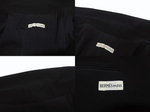 極美品 HERMES エルメス マルジェラ期 ノースリーブ テーラードジャケット サイズ40 ウール スパンデックス ブラック 中古 4b005377