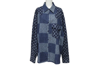 LOUIS VUITTON ルイヴィトン NIGO モノグラムウェーブジャイアント ダミエ フランネル長袖シャツ RM202M VJI HJS02W サイズXL 美品 中古 4b005381