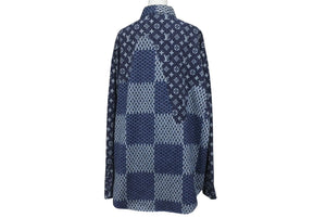 LOUIS VUITTON ルイヴィトン NIGO モノグラムウェーブジャイアント ダミエ フランネル長袖シャツ RM202M VJI HJS02W サイズXL 美品 中古 4b005381