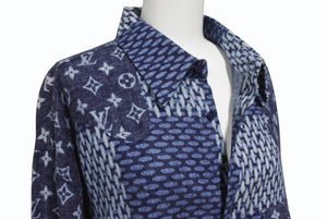 LOUIS VUITTON ルイヴィトン NIGO モノグラムウェーブジャイアント ダミエ フランネル長袖シャツ RM202M VJI HJS02W サイズXL 美品 中古 4b005381