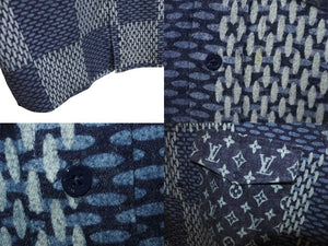 LOUIS VUITTON ルイヴィトン NIGO モノグラムウェーブジャイアント ダミエ フランネル長袖シャツ RM202M VJI HJS02W サイズXL 美品 中古 4b005381