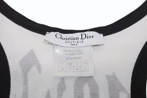 極美品 Christian Dior クリスチャンディオール タンクトップ ノースリーブ 2E12155800 サイズ36 ホワイト ブラック ガリアーノ期 中古 4b005382