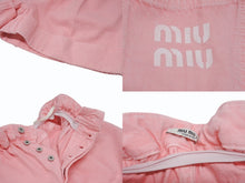 画像をギャラリービューアに読み込む, 極美品 MIUMIU ミュウミュウ デニムショーツ ショートパンツ MP1565 1Z7Y サイズ38 ピンクロゴプリント 中古 4b005384 