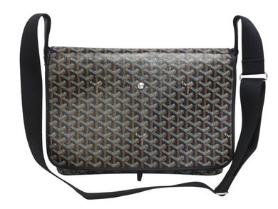 極美品 GOYARD ゴヤール カペシアン MM メッセンジャー ショルダーバッグ ゴヤールディンキャンバス シュヴロッシュカーフスキン ブラック 中古 4b005395