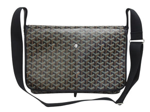 極美品 GOYARD ゴヤール カペシアン MM メッセンジャー ショルダーバッグ ゴヤールディンキャンバス シュヴロッシュカーフスキン ブラック 中古 4b005395