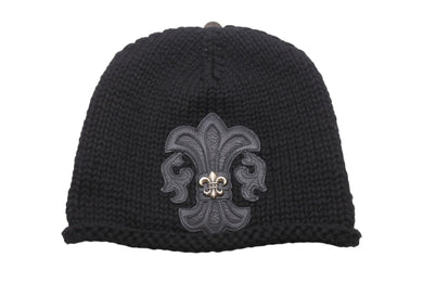 極美品 CHROME HEARTS クロムハーツ BEANIE CASH BS FLARE BSフレアパッチ ビーニー ニットキャップ ONE SIZE ブラック 中古 4b005398