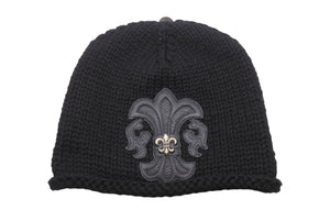 極美品 CHROME HEARTS クロムハーツ BEANIE CASH BS FLARE BSフレアパッチ ビーニー ニットキャップ ONE SIZE ブラック 中古 4b005398