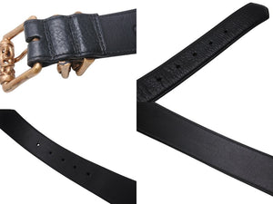激レア 極美品 CHROME HEARTS クロムハーツ ブロンズ 3PC ローラー ベルト ブラック ゴールド サイズ36 レザー 中古 4b005411
