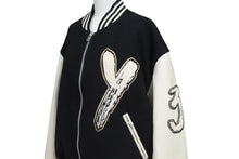 Load image into Gallery viewer, Y-3 ワイスリー レターマンジャケット LETTERMAN JKT H44803 ポリエステル ウール ブラック ホワイト サイズS 美品 中古 4b005414