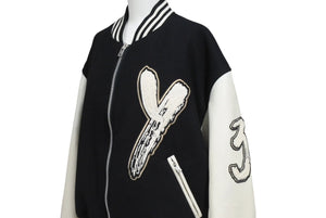 Y-3 ワイスリー レターマンジャケット LETTERMAN JKT H44803 ポリエステル ウール ブラック ホワイト サイズS 美品 中古 4b005414