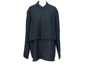 極美品 ETHOSENS エトセンス 長袖シャツ トップス JAPAN製 リヨセル ナイロン ブラック サイズ2 中古 4b005416