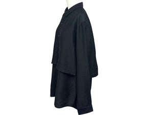 極美品 ETHOSENS エトセンス 長袖シャツ トップス JAPAN製 リヨセル ナイロン ブラック サイズ2 中古 4b005416