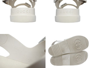 GUCCI グッチ ミニダブルG ラバー サンダル アイボリー ラバー 660243 GG ロゴ ホワイト金具 靴 サイズ42 良品 中古 4b005417