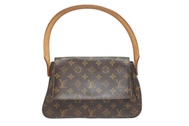 LOUIS VUITTON ルイヴィトン モノグラム ミニルーピング ショルダーバッグ M51147 PVC レザー ブラウン 美品 中古 4b005421
