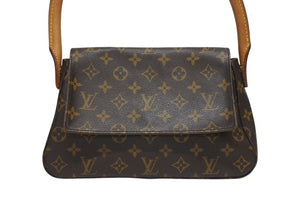 LOUIS VUITTON ルイヴィトン モノグラム ミニルーピング ショルダーバッグ M51147 PVC レザー ブラウン 美品 中古 4b005421