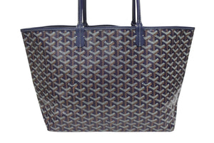 新品未使用 GOYARD ゴヤール サンルイPM バッグ トートバッグ STLOUIPMLTY09CL09P PVC レザー ヘリンボーン ネイビー 中古 4b005422