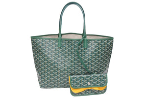 新品未使用 GOYARD ゴヤール サンルイPM バッグ トートバッグ STLOUIPMLTY09CL09P PVC レザー ヘリンボーン グリーン 中古 4b005423