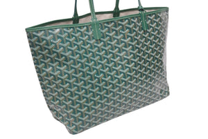 新品未使用 GOYARD ゴヤール サンルイPM バッグ トートバッグ STLOUIPMLTY09CL09P PVC レザー ヘリンボーン グリーン 中古 4b005423