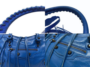 BALENCIAGA バレンシアガ クラシックシティ ショルダーバッグ 431621 4313 Z 56800 ブルー アンティークゴールド金具 美品 中古 4b005424
