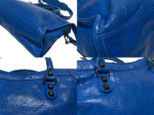 BALENCIAGA バレンシアガ クラシックシティ ショルダーバッグ 431621 4313 Z 56800 ブルー アンティークゴールド金具 美品 中古 4b005424