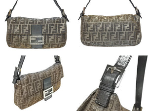 極美品 FENDI フェンディ マンマバケット ワンショルダーバッグ 8BR600 ズッカ柄 キャンバス ラインストーン ラメ レザー 中古 4b005425