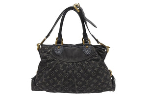 極美品 LOUIS VUITTON ルイヴィトン ネオカヴィMM ハンドバッグ M95351 モノグラム デニム レザー 2WAY ゴールド金具 中古 4b005428