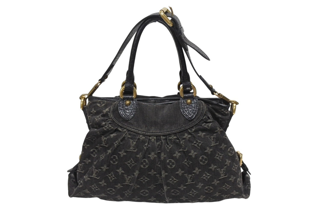 極美品 LOUIS VUITTON ルイヴィトン ネオカヴィMM ハンドバッグ M95351 モノグラム デニム レザー 2WAY ゴールド金具 中古 4b005428