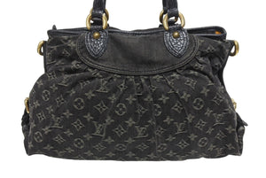 極美品 LOUIS VUITTON ルイヴィトン ネオカヴィMM ハンドバッグ M95351 モノグラム デニム レザー 2WAY ゴールド金具 中古 4b005428