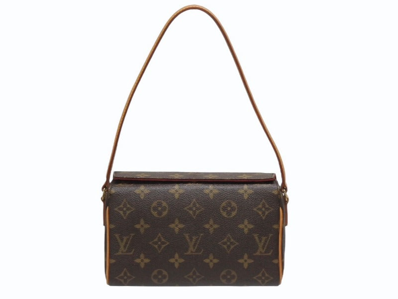 極美品 LOUIS VUITTON ルイヴィトン ハンドバッグ レシタル モノグラムキャンバス M51900 ゴールド金具 ブラウン 中古 4b005429