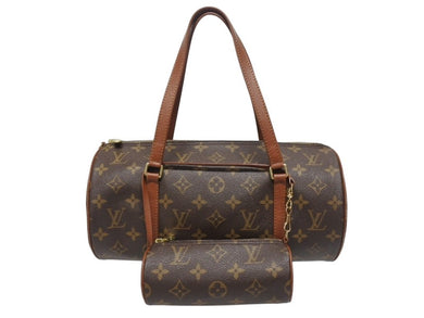 極美品 LOUIS VUITTON ルイヴィトン パピヨン30 ハンドバッグ M51385 筒型 モノグラムキャンバス ブラウン 中古 4b005431