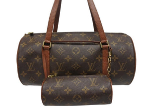 極美品 LOUIS VUITTON ルイヴィトン パピヨン30 ハンドバッグ M51385 筒型 モノグラムキャンバス ブラウン 中古 4b005431