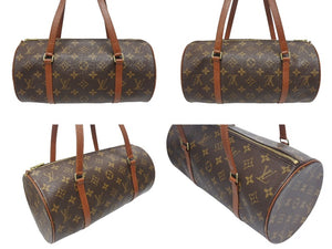 極美品 LOUIS VUITTON ルイヴィトン パピヨン30 ハンドバッグ M51385 筒型 モノグラムキャンバス ブラウン 中古 4b005431