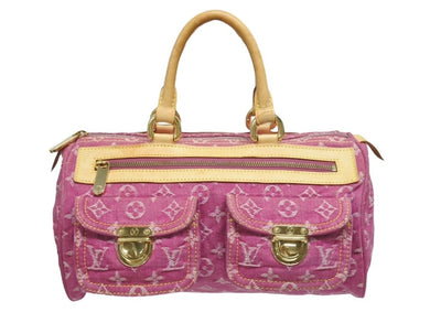 極美品 LOUIS VUITTON ルイヴィトン ネオスピーディ ハンドバッグ M95214 モノグラムデニム ゴールド金具 ピンク 中古 4b005432