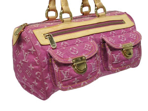 極美品 LOUIS VUITTON ルイヴィトン ネオスピーディ ハンドバッグ M95214 モノグラムデニム ゴールド金具 ピンク 中古 4b005432
