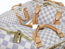 Load image into Gallery viewer, LOUIS VUITTON ルイヴィトン ダミエ アズール キーポル55 ボストンバッグ N41429 PVC ヌメ革 ホワイト ブラウン 美品 中古 4b005433