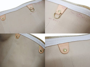 LOUIS VUITTON ルイヴィトン ダミエ アズール キーポル55 ボストンバッグ N41429 PVC ヌメ革 ホワイト ブラウン 美品 中古 4b005433