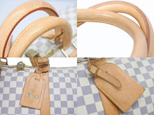 Load image into Gallery viewer, LOUIS VUITTON ルイヴィトン ダミエ アズール キーポル55 ボストンバッグ N41429 PVC ヌメ革 ホワイト ブラウン 美品 中古 4b005433