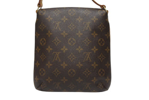 LOUIS VUITTON ルイヴィトン モノグラム ミュゼットサルサ ショルダーバッグ M51258 ブラウン PVC ヌメ革 ゴールド金具 美品 中古 4b005434