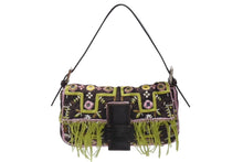 Load image into Gallery viewer, 極美品 FENDI フェンディ ビーズ刺繍 マンマバケット ハンドバッグ ブラック マルチカラー キャンバス ビーズ レザー ワンショルダー 26424 中古 4b005436