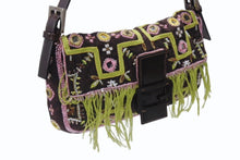 Load image into Gallery viewer, 極美品 FENDI フェンディ ビーズ刺繍 マンマバケット ハンドバッグ ブラック マルチカラー キャンバス ビーズ レザー ワンショルダー 26424 中古 4b005436