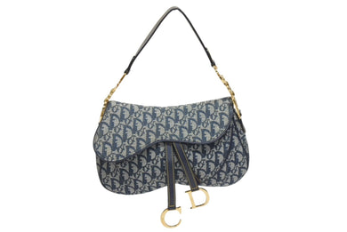 Christian Dior クリスチャンディオール サドルバッグ ワンショルダーバッグ RU 0051 ネイビー トロッター ガリアーノ期 美品 中古 4b005446