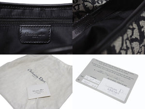 極美品 Christian Dior クリスチャンディオール トロッター サドルバッグ ブラック ガリアーノ期 シルバー金具 ブラック ロゴ 中古 4b005447