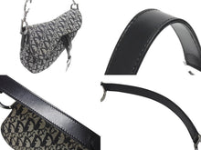 Load image into Gallery viewer, 極美品 Christian Dior クリスチャンディオール トロッター サドルバッグ ブラック ガリアーノ期 シルバー金具 ブラック ロゴ 中古 4b005447