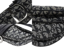 Load image into Gallery viewer, 極美品 Christian Dior クリスチャンディオール トロッター サドルバッグ ブラック ガリアーノ期 シルバー金具 ブラック ロゴ 中古 4b005447