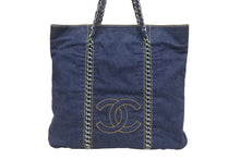 Load image into Gallery viewer, [USED/中古]CHANEL シャネル トートバッグ ネイビー デニム シルバー金具 Aランク 中古 4b005451